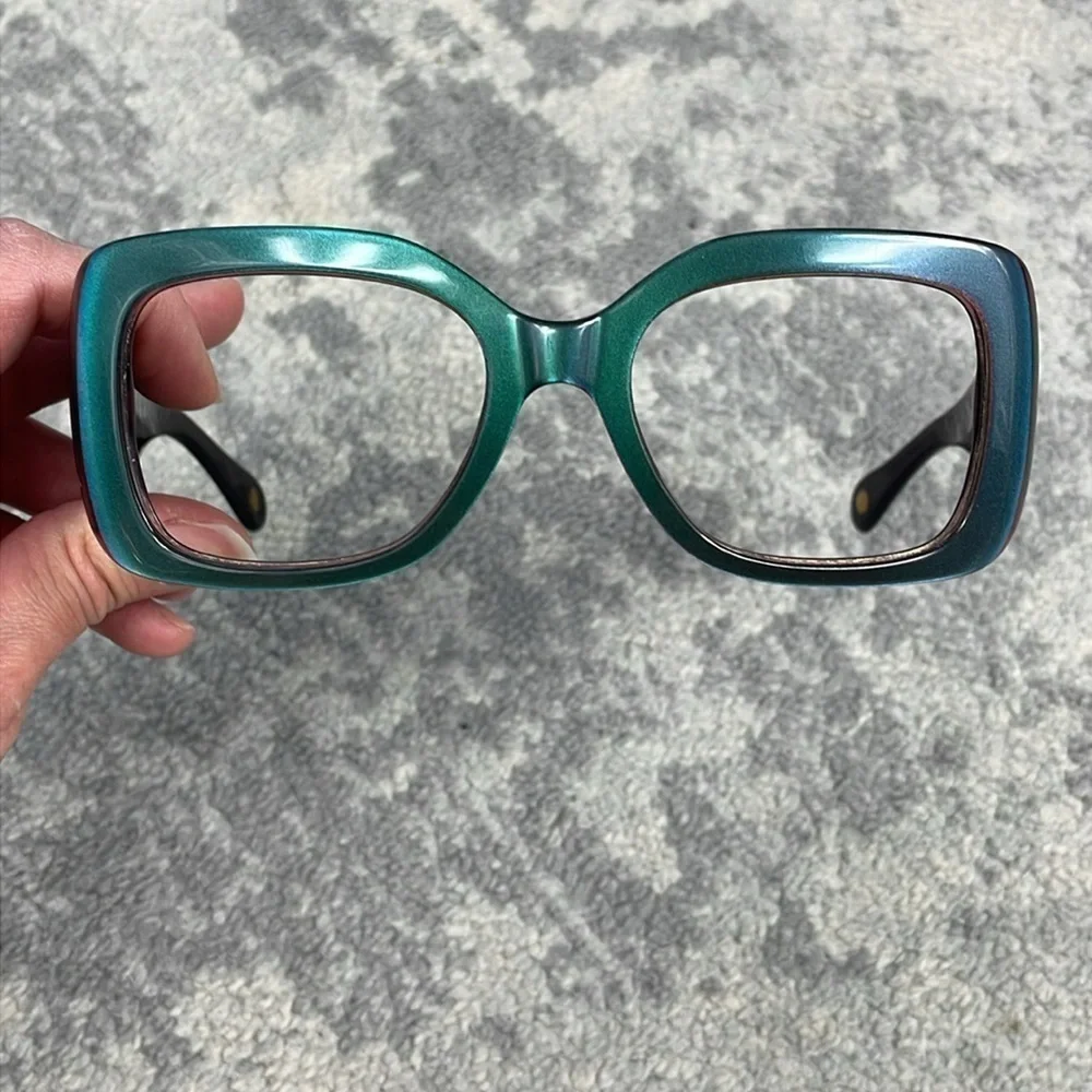 Chanel Acetate Quilted CC Glasses Frames Amber Brown Color Change Green Rim